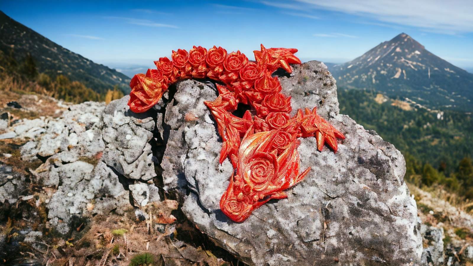 Ružičkový drak červeno-zlatý