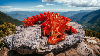 Kristálový drak červeno-zlaty